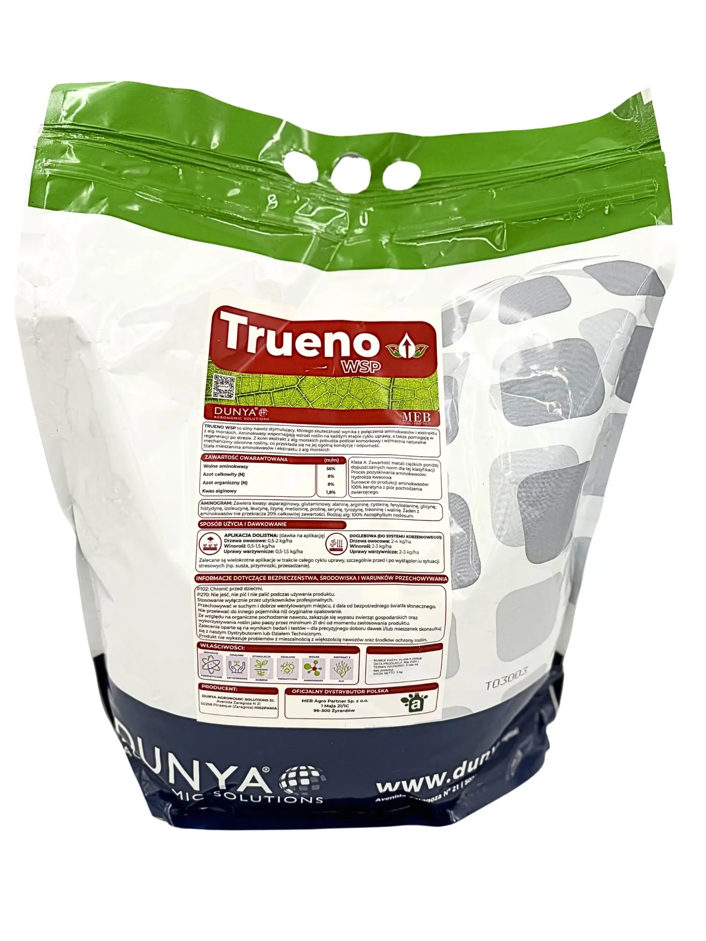 Trueno WSP biostymulator aminokwasowy DUNYA 5 kg – zdjęcie opakowania