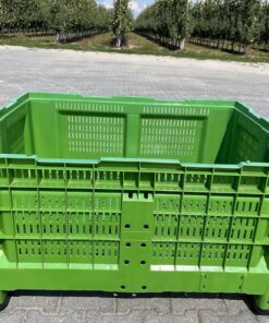 Skrzyniopaleta plastikowa niska ażurowa 4 stopy zielona